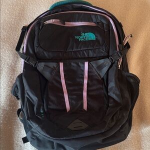 The North Face Black Backpack with Purple Highlights
